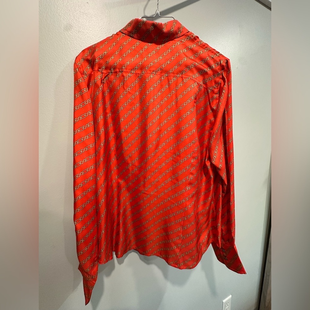 J. Crew Collection Orange Chain Pattern Button Do… - image 5